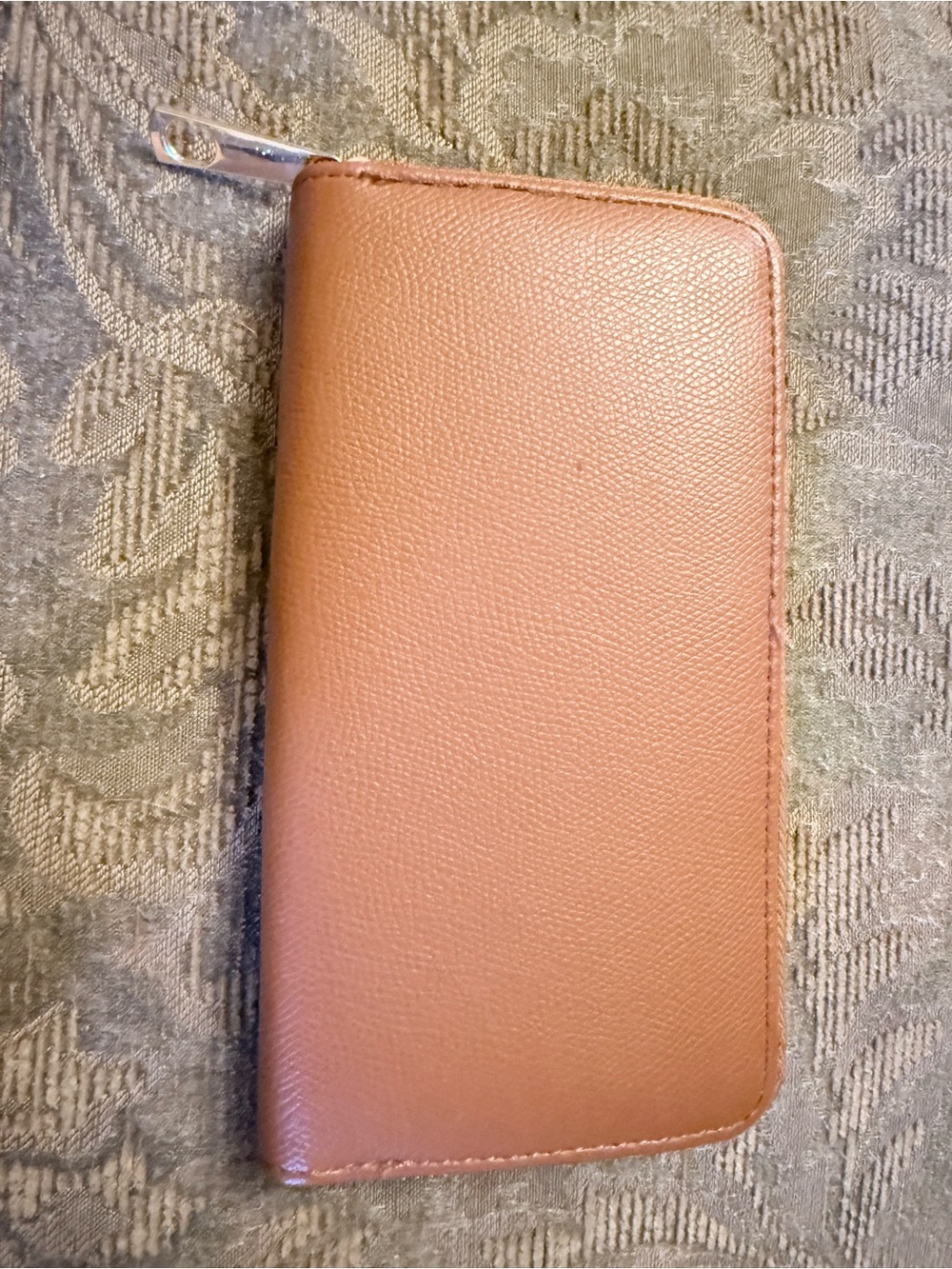 Leather Zipper Wallet - Brown